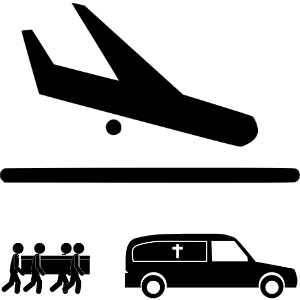 Встреча гроба с умершим в аэропорту (пиктограмма)